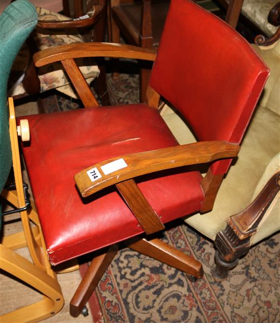 1930s oak desk swivel chair- by Hillcrest